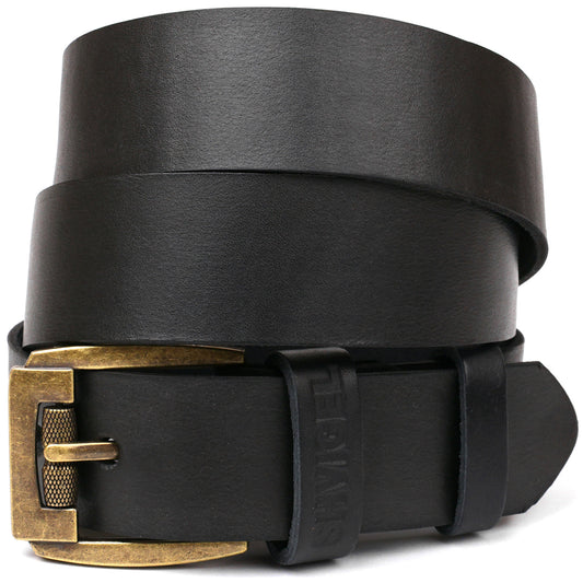 Leather Belt SHVIGEL 00001 Black Genuine Leather Made in Ukraine