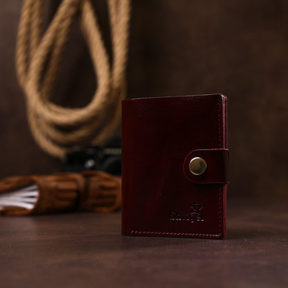 Glossy Leather Women's Wallet SHVIGEL 16484 Burgundy Natural Leather Made in Ukraine
