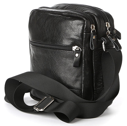 Men's Leather Bag SHVIGEL 00926 Black Handmade in Ukraine, Durable Natural Leather