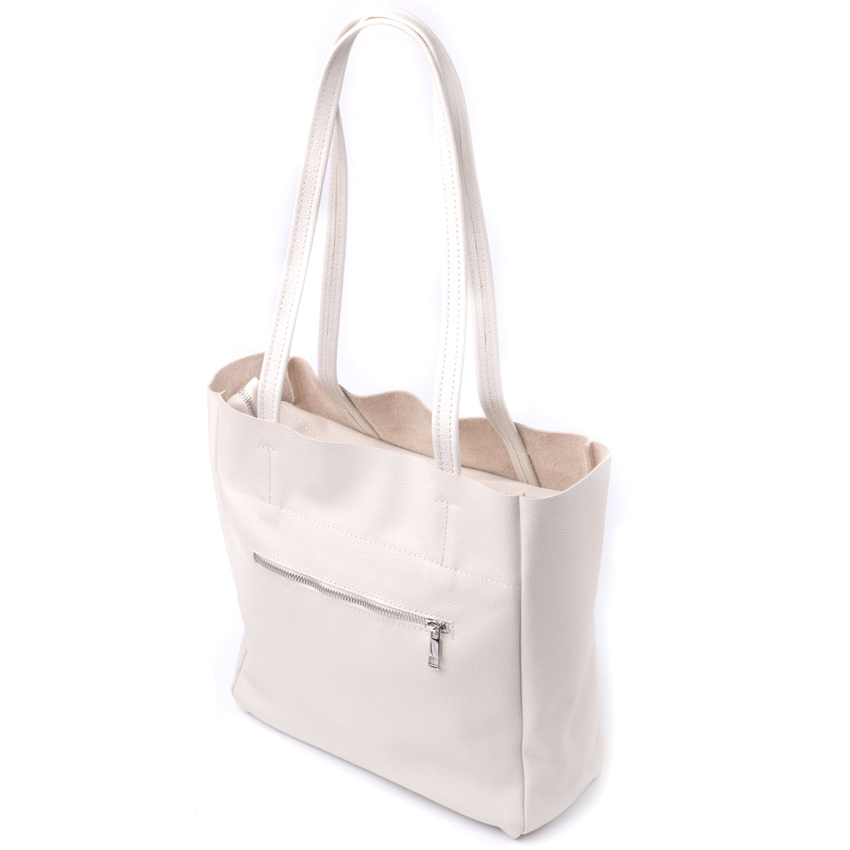 Spacious SHVIGEL Leather Shopper Bag 22843 Beige Made in Ukraine – Durable Design