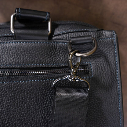 Men's Leather Bag SHVIGEL 11116 Black High-Quality Natural Leather from Ukraine