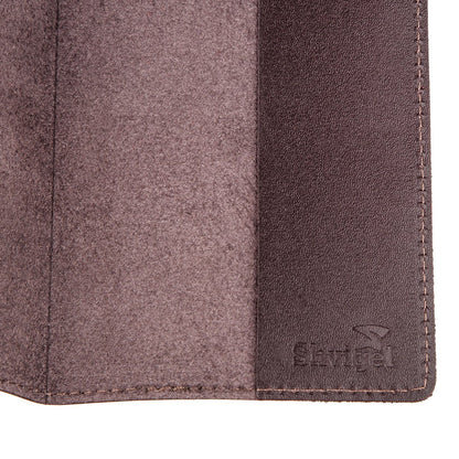 Genuine Leather Passport Cover SHVIGEL 13976 Brown for Travel Protection