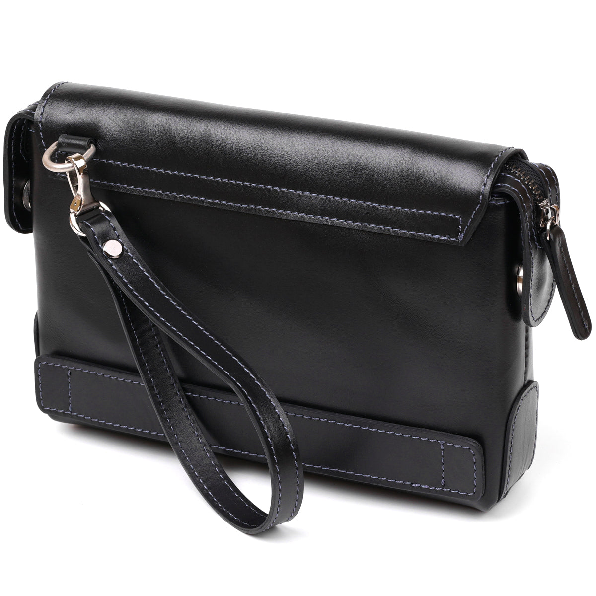 Men's Leather Clutch SHVIGEL 11084 Black Natural Leather Made in Ukraine