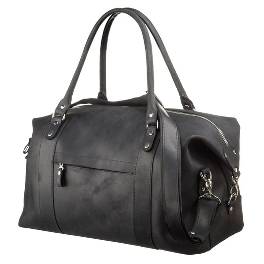 Travel Bag SHVIGEL 15302 Black Natural Leather Stylish Design Quality Craftsmanship