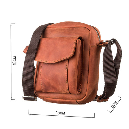Vintage Leather Shoulder Bag SHVIGEL 11132 Natural Leather, Made in Ukraine