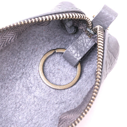 Fashionable Leather Keychain SHVIGEL 16543 Gray Natural Leather, Key Holder