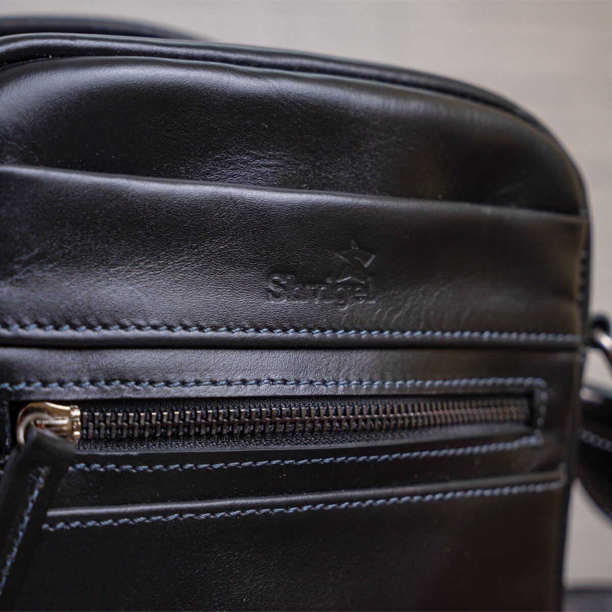 Men's Leather Bag SHVIGEL 11088 Black Natural Leather Ukraine Made Quality