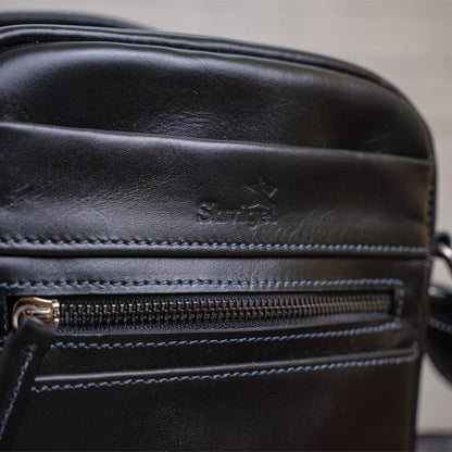Men's Leather Bag SHVIGEL 11088 Black Natural Leather Ukraine Made Quality