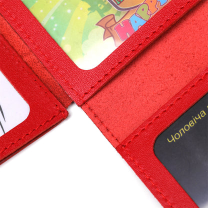 Leather Document Holder for Auto - SHVIGEL 13965 Red, 3 Slot Design, Driver's Use - Ukraine