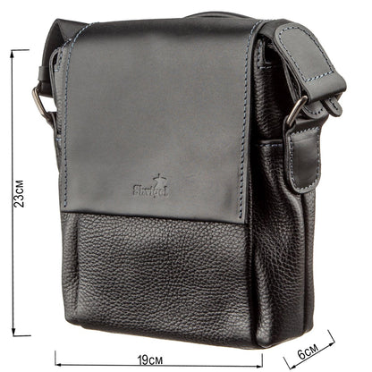 Men's Leather Combo Bag SHVIGEL 11174 Black Natural Leather Durable Design