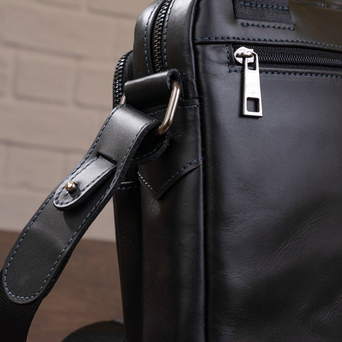 Men's Bag SHVIGEL 11184 Black Smooth Leather Natural Skin High-Quality Design