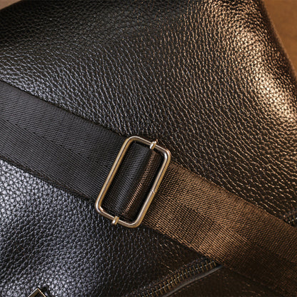 Leather Crossbody Bag SHVIGEL 11603 Black, Durable Natural Leather, Made in Ukraine