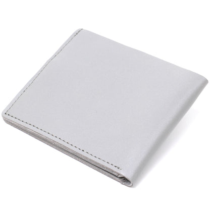 Classic Leather Wallet SHVIGEL 16472 Gray Natural Leather Made in Ukraine