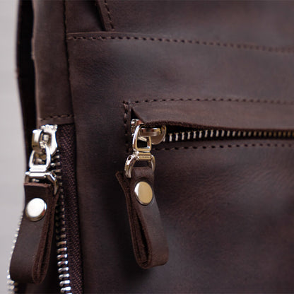 Leather Bag SHVIGEL 00999 Brown Natural Leather Handmade in Ukraine