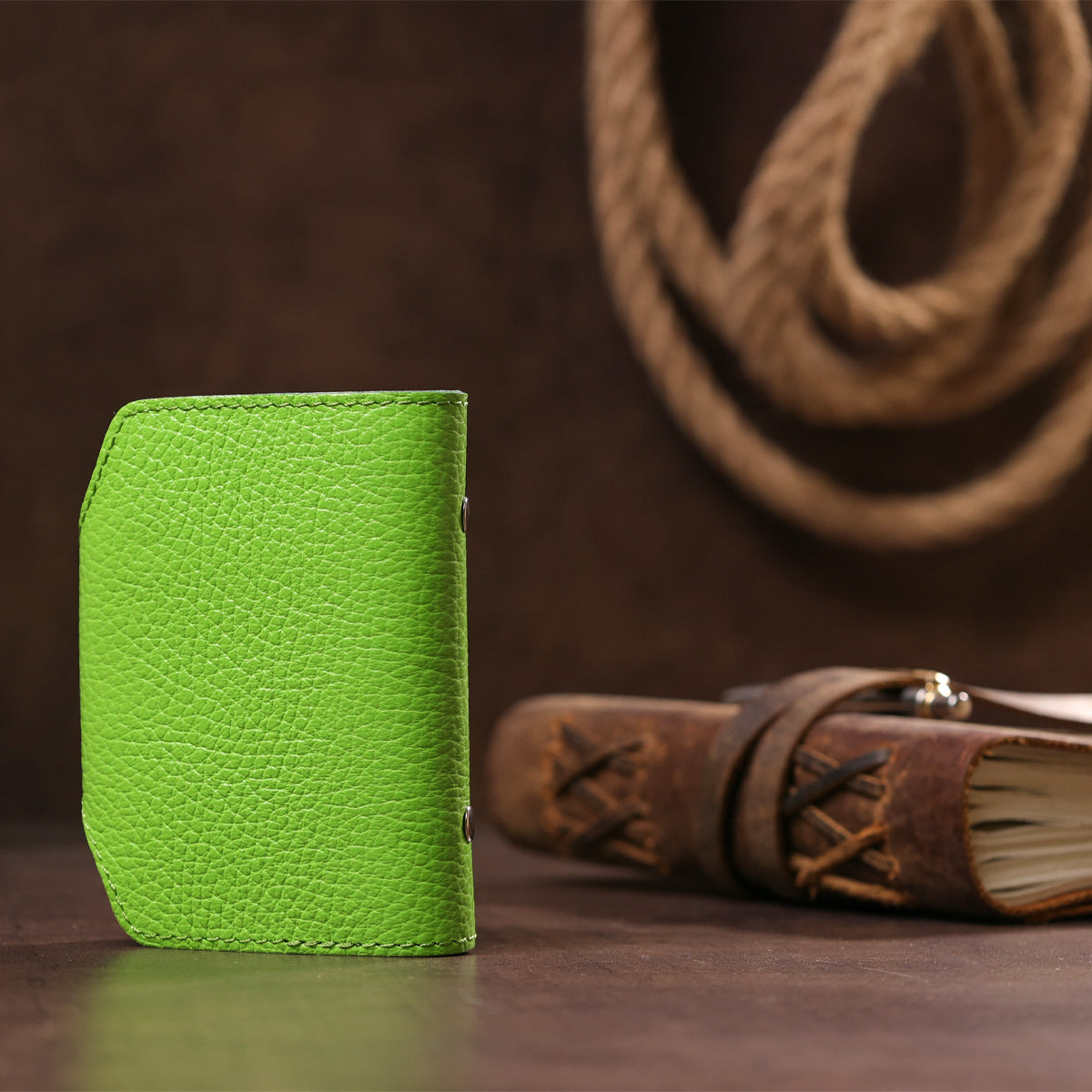 Leather Business Card Holder SHVIGEL 00105 Brown Genuine Leather for Business Cards