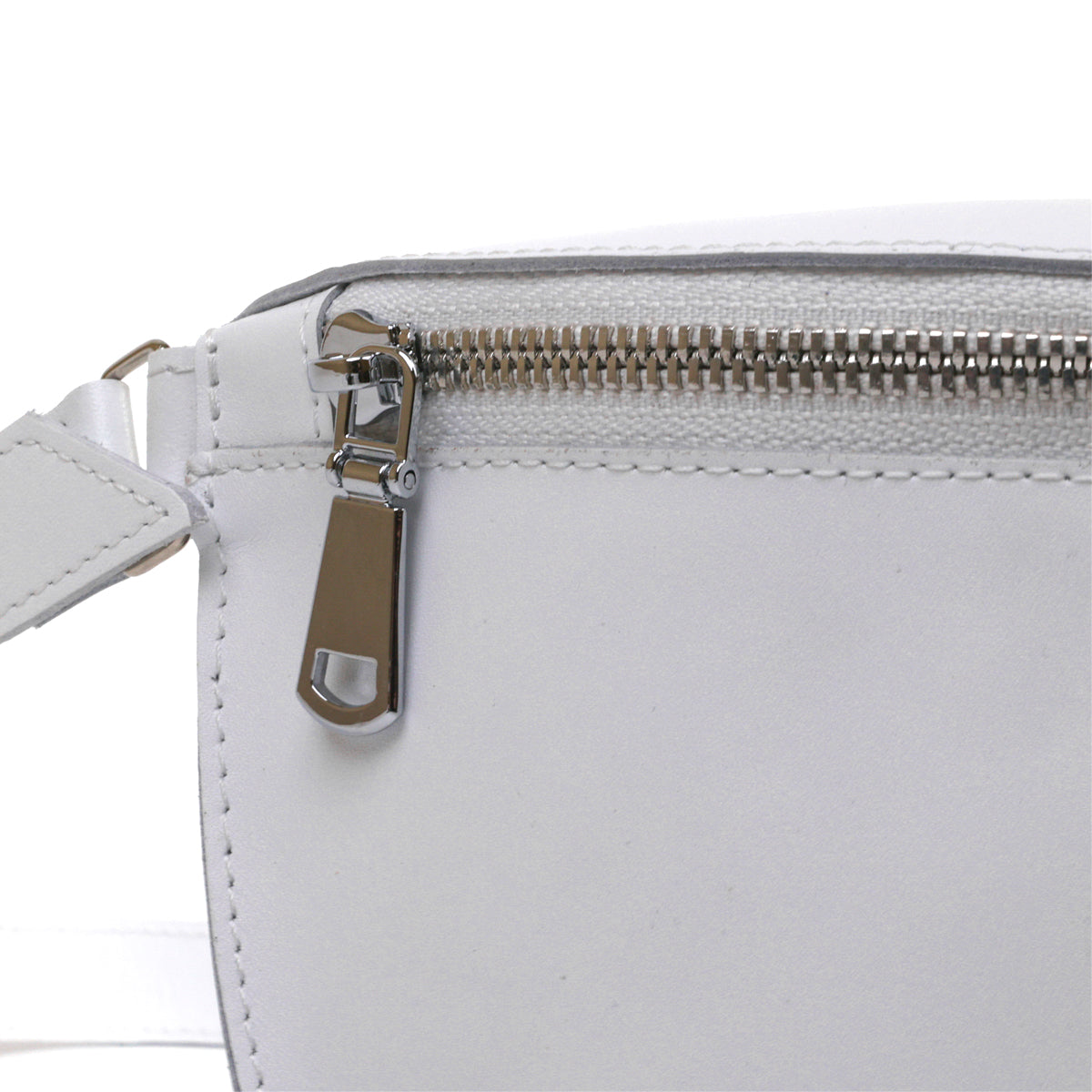 Leather Women's Banana Bag SHVIGEL 16384 White Natural Leather Design