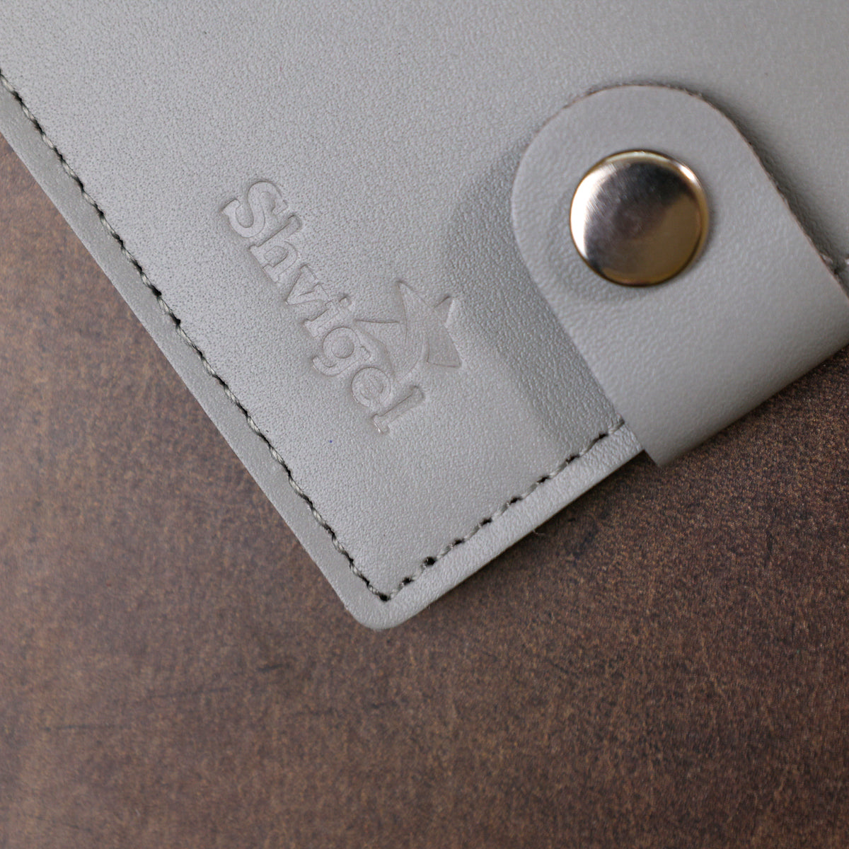 Classic Leather Wallet SHVIGEL 16472 Gray Natural Leather Made in Ukraine