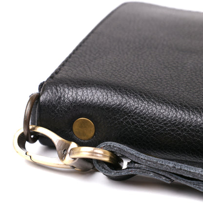 Men's Horizontal Leather Clutch by SHVIGEL 19120 in Black - Genuine Leather, Ukrainian Craftsmanship