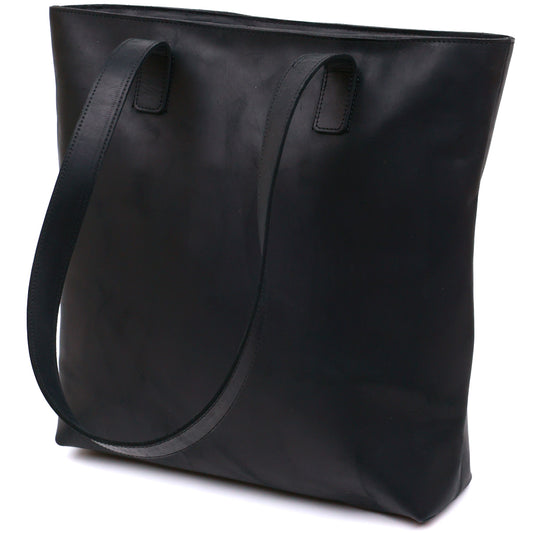 Vintage Leather Handbag SHVIGEL 16347 Black Ukrainian Natural Leather Material