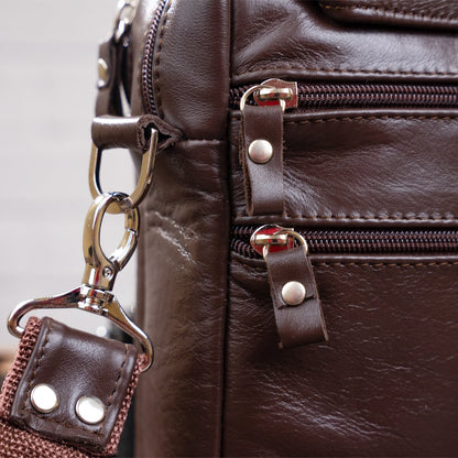 Men's Leather Bag SHVIGEL 11125 Brown Natural Leather Stylish Design Made in Ukraine