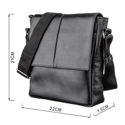 Leather Messenger Bag SHVIGEL 00793 Black Genuine Leather, Handmade in Ukraine