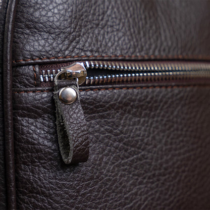 Leather Messenger Bag SHVIGEL 00899 Brown Genuine Leather, Made in Ukraine