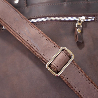 Vintage A4 Vertical Leather Bag by SHVIGEL 11166, Brown, Natural Leather Material, Made in Ukraine