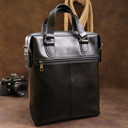 Genuine Leather Men's Bag SHVIGEL 11287 Black, Handcrafted in Ukraine, Durable Design