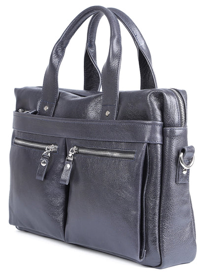 Laptop Bag SHVIGEL 00976 Blue Genuine Leather from Ukraine with Stylish Design