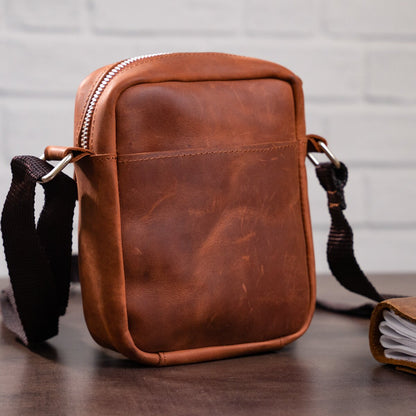 Vintage Leather Shoulder Bag SHVIGEL 11132 Natural Leather, Made in Ukraine