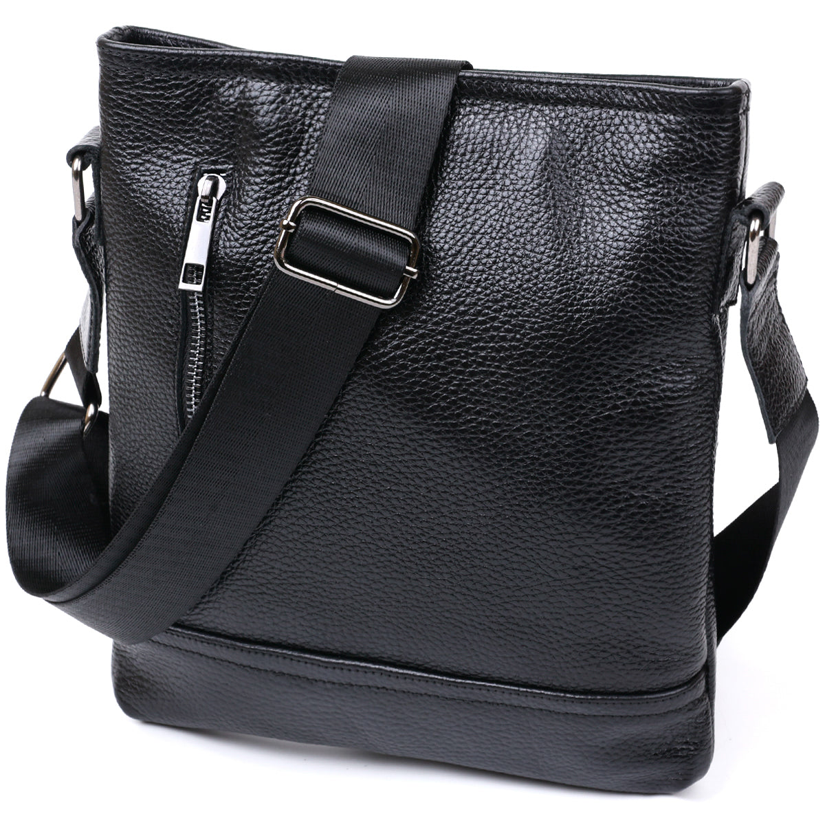 Stylish Leather Shoulder Bag for Men by SHVIGEL 11604 in Black, Made of Natural Leather