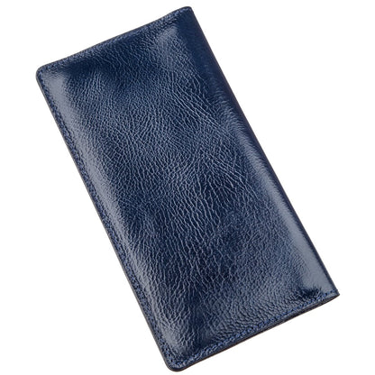 Unisex Leather Wallet with Snap Closure by SHVIGEL, Model 16192, Blue - Made in Ukraine