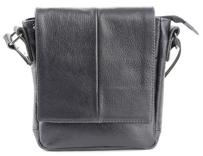 Messenger Bag SHVIGEL 00965 Blue Genuine Leather Made in Ukraine Stylish Design