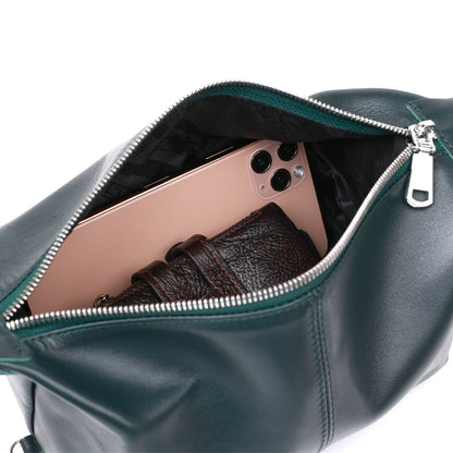 Universal Cosmetic Bag SHVIGEL 16405 Green Natural Leather Practical Design