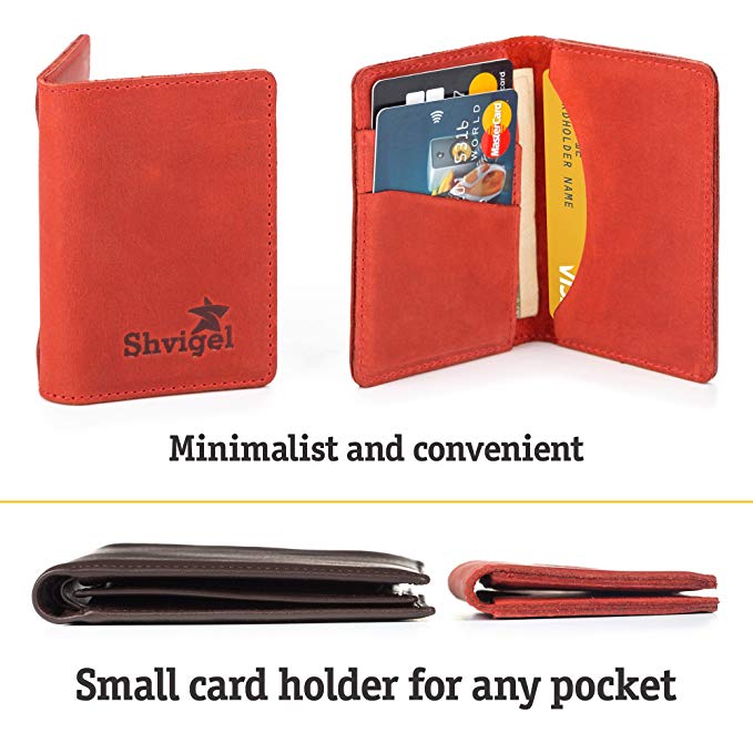 Cardholder SHVIGEL 15305 Red Genuine Leather for Business Cards, Ukraine