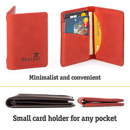 Cardholder SHVIGEL 15305 Red Genuine Leather for Business Cards, Ukraine