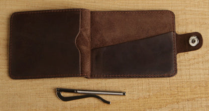 Leather Money Clip SHVIGEL 13786 Brown Premium Quality Natural Leather