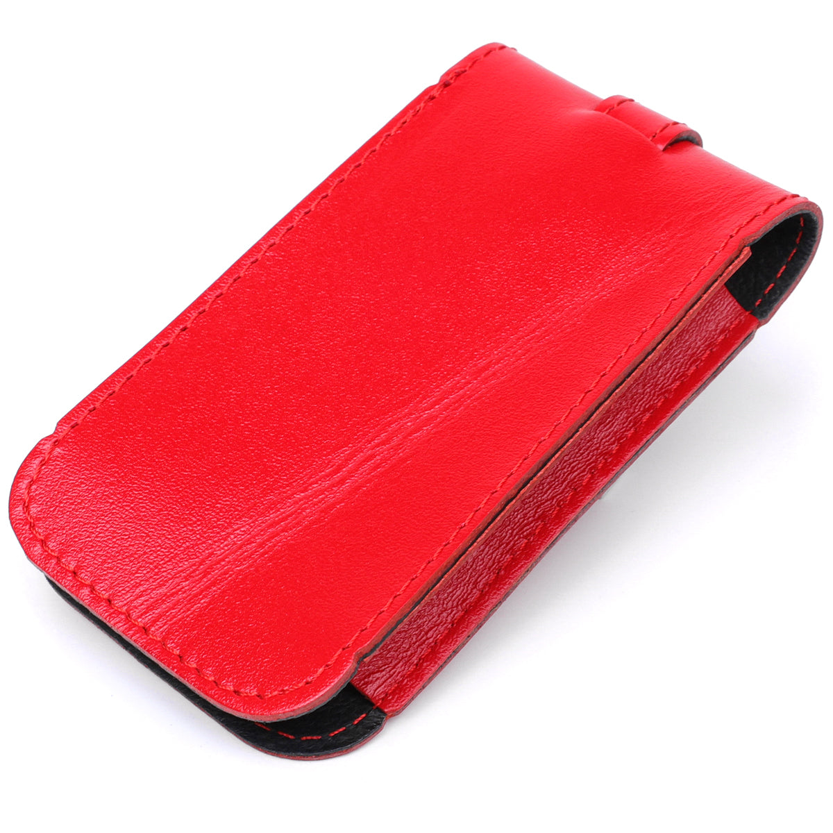 Compact Leather Key Holder with Strap SHVIGEL 13987 Red - Natural Leather, Key Storage Solution