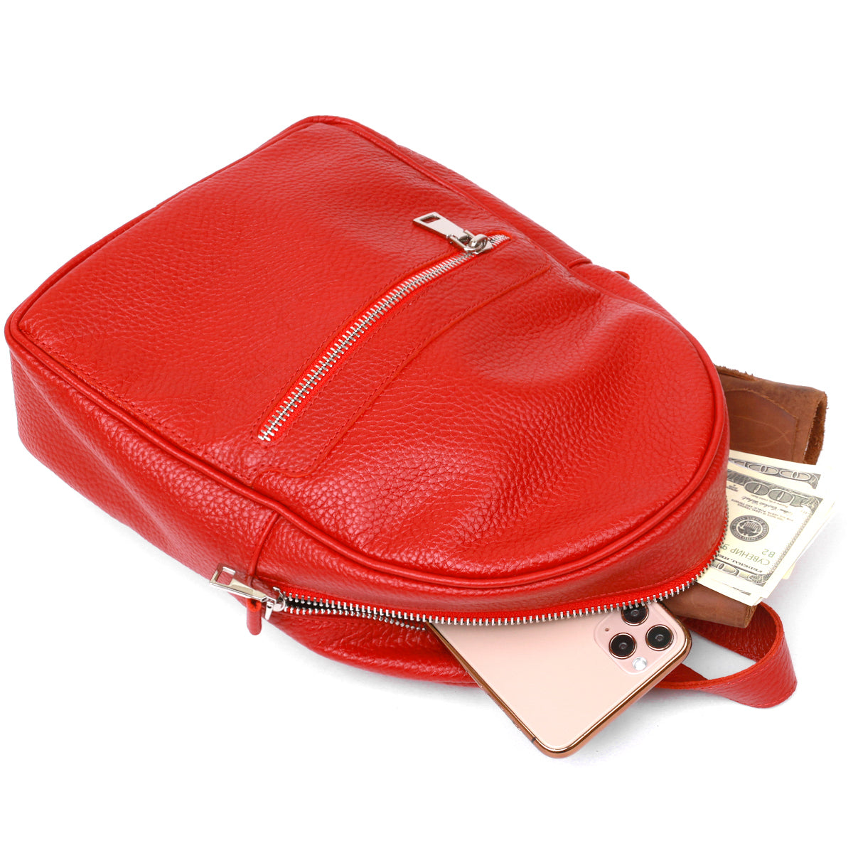 City Women's Backpack SHVIGEL 16301 Red Genuine Leather Classic Design