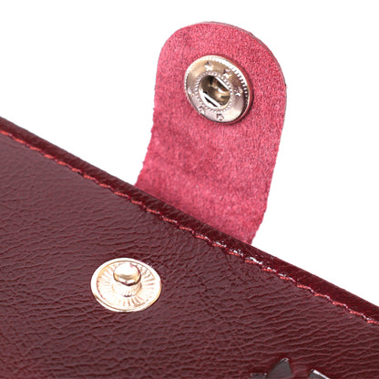 Glossy Leather Women's Wallet SHVIGEL 16484 Burgundy Natural Leather Made in Ukraine