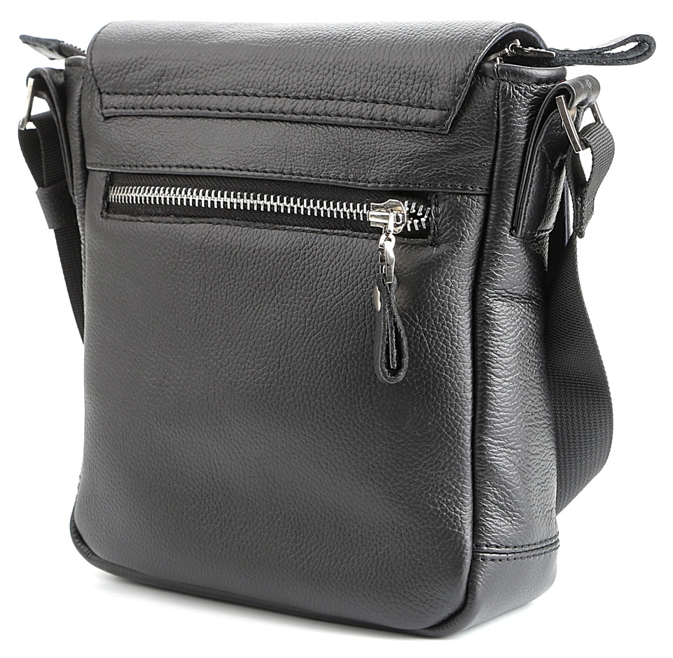 Black Messenger Bag SHVIGEL 00964 | Genuine Leather | Made in Ukraine