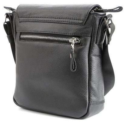 Black Messenger Bag SHVIGEL 00964 | Genuine Leather | Made in Ukraine