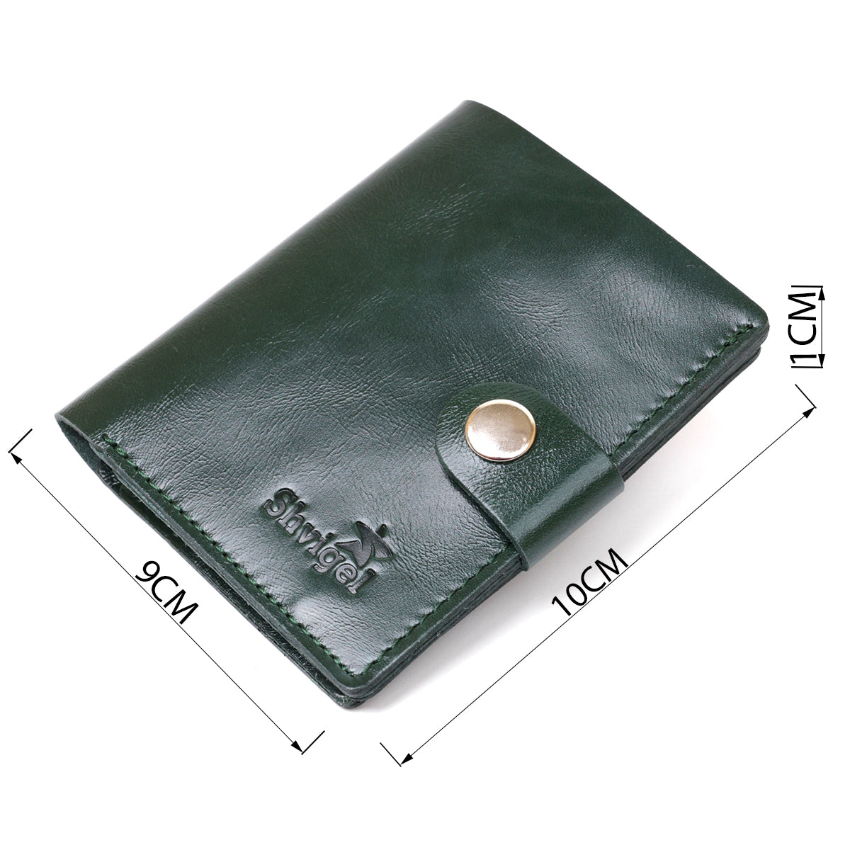 Practical SHVIGEL Leather Wallet 16504 Green - Natural Leather, Made in Ukraine