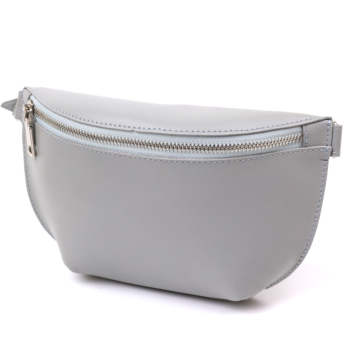 Women's Banana Bag SHVIGEL 16389 Grey Genuine Leather Crafted in Ukraine