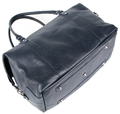 Travel Bag SHVIGEL 00888 Blue Natural Leather Made in Ukraine, Stylish Design