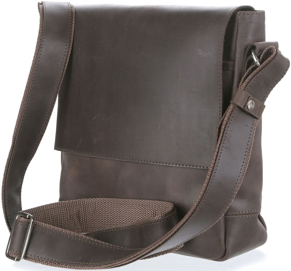 Leather Messenger Bag SHVIGEL 00884 Brown Natural Leather Made in Ukraine