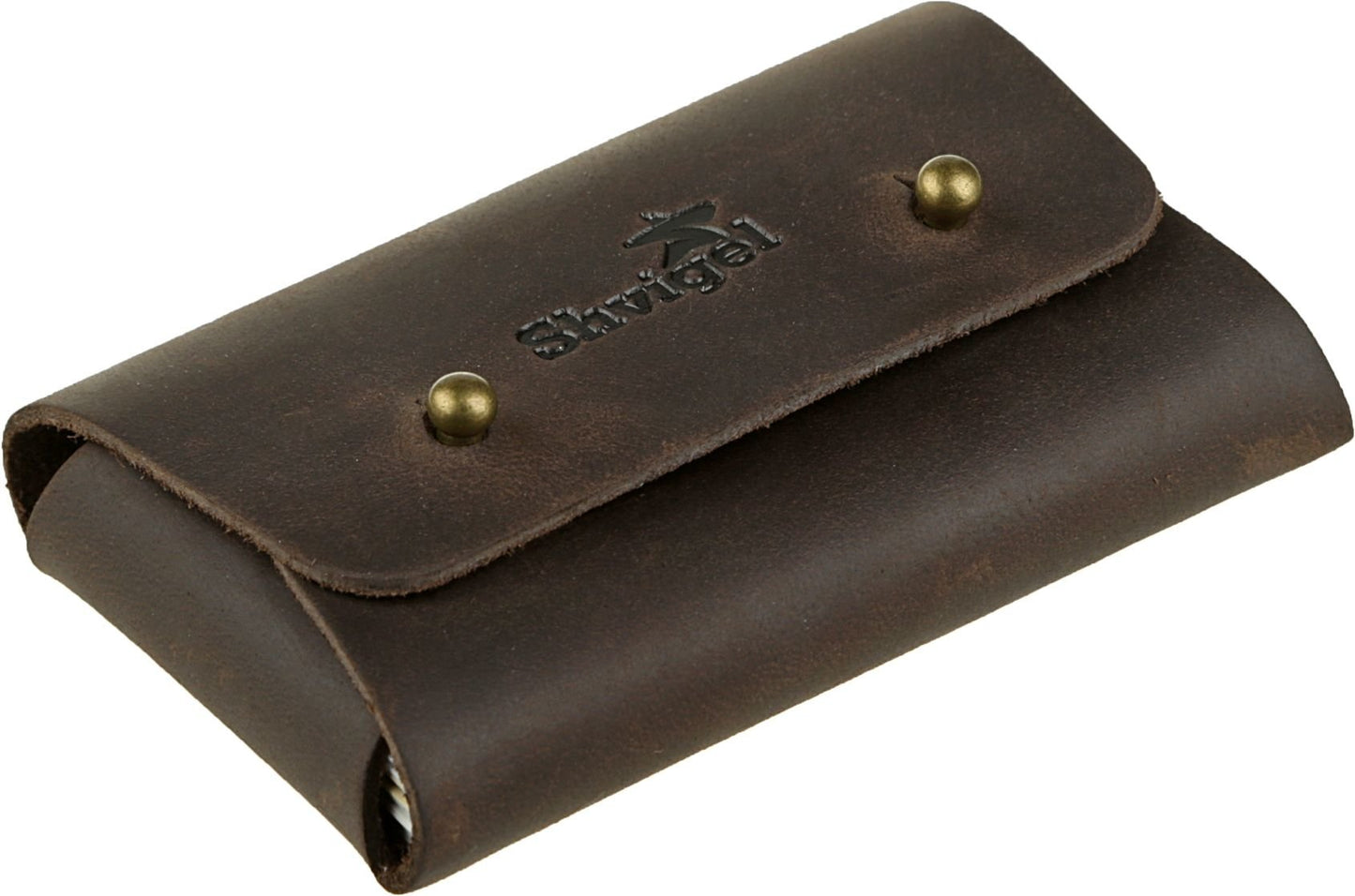 Business Card Holder SHVIGEL 16160 Brown Genuine Leather for Business Cards