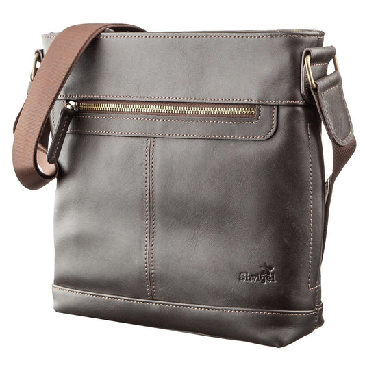 Men's Multifunctional Bag SHVIGEL 11178 Brown Smooth Leather - Natural Leather Quality