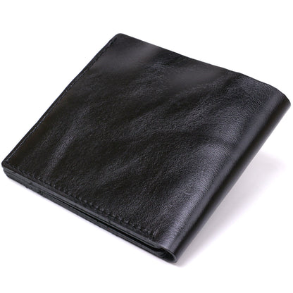 Leather Men's Wallet SHVIGEL 16439 Black Genuine Leather Handmade in Ukraine