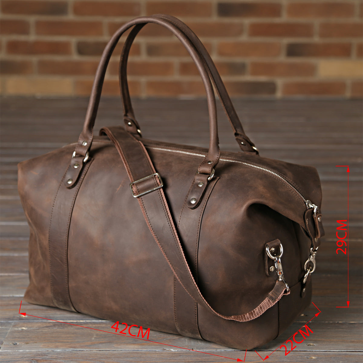 Travel Bag SHVIGEL 11019 Brown Natural Leather Handmade in Ukraine